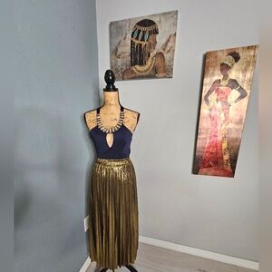 Gold Pleated Women's Skirt